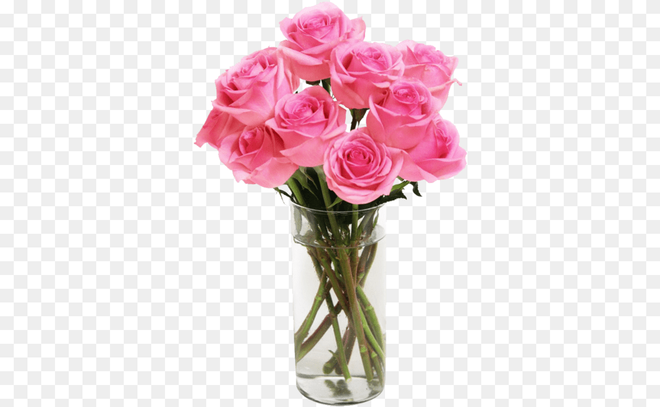 Bouquet Of Long Stemmed Roses Pink Flower Vase, Flower Arrangement, Flower Bouquet, Plant, Rose Free Png Download