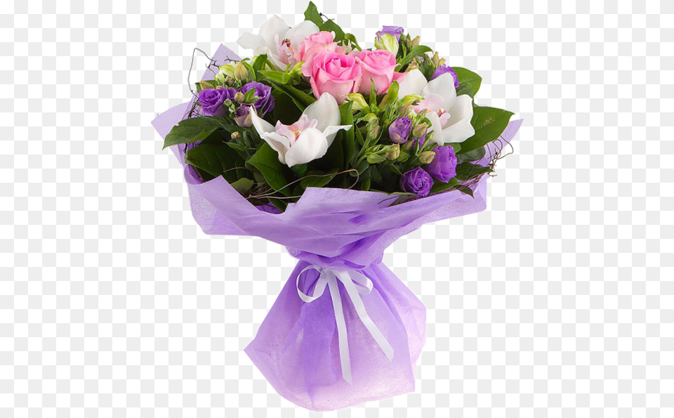 Bouquet Of Orchids And Lisianthus Bouquet, Flower, Flower Arrangement, Flower Bouquet, Plant Png Image
