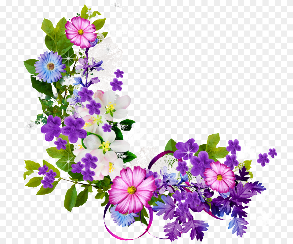 Bouquet Of Purple Flowers Border Purple Flower Border Hd, Plant, Pattern, Graphics, Flower Bouquet Free Transparent Png
