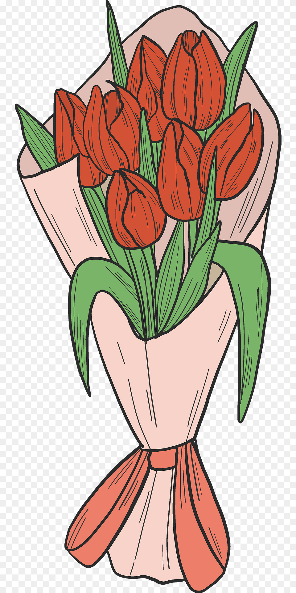 Bouquet Of Red Tulips Clipart, Art, Pattern, Graphics, Flower Bouquet Png Image