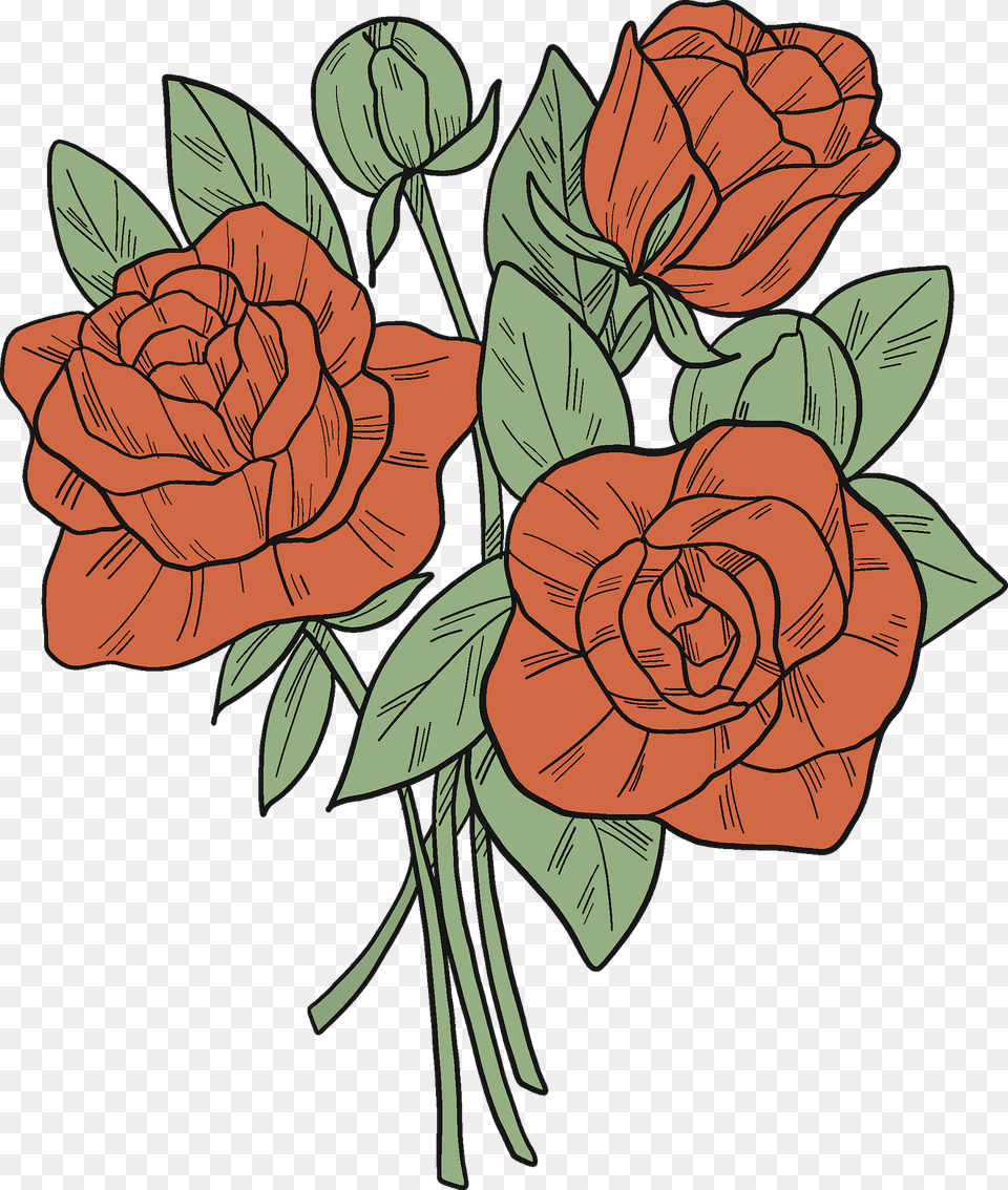 Bouquet Of Roses Clipart, Pattern, Art, Flower, Plant Free Png