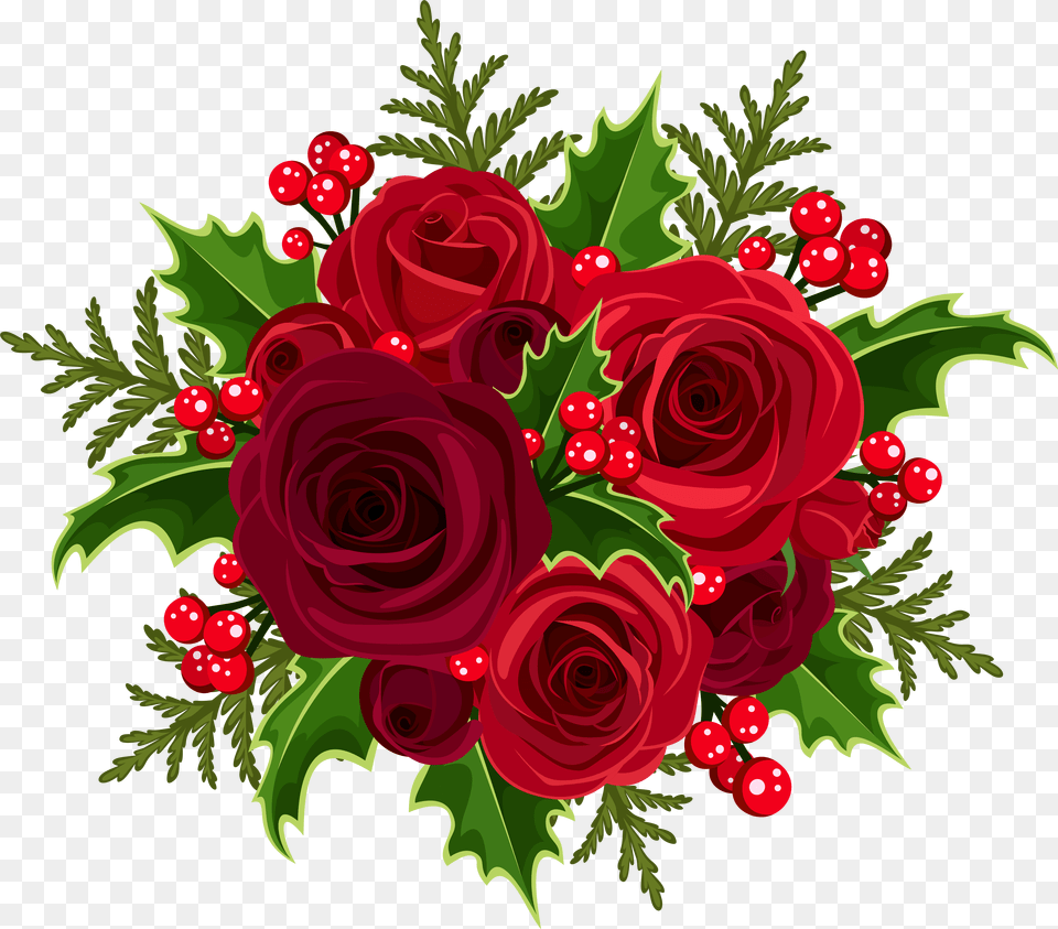 Bouquet Of Roses Clipart Red Rose Flower For Christmas, Plant, Pattern, Graphics, Flower Bouquet Png