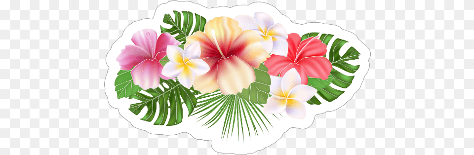 Bouquet Plumeria Flower Sticker Hawaiian Hibiscus, Art, Petal, Leaf, Graphics Png