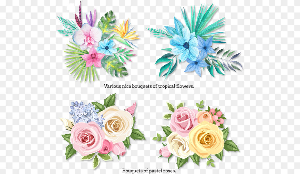 Bouquet Roses Pink Blue Yellow, Art, Floral Design, Graphics, Pattern Png Image