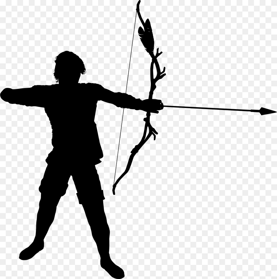 Bow And Arrow Archery Clipart, Gray Free Transparent Png