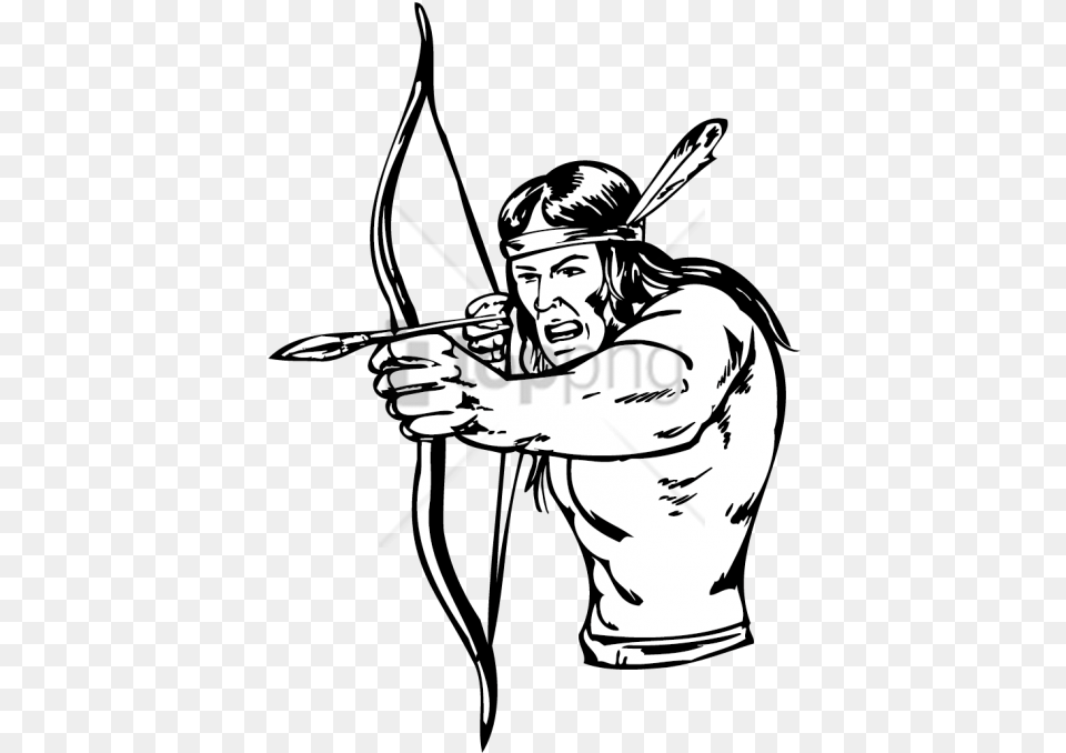 Bow And Arrow Drawing Download Drawing Of A Native American, Weapon, Archery, Sport, Archer Free Transparent Png