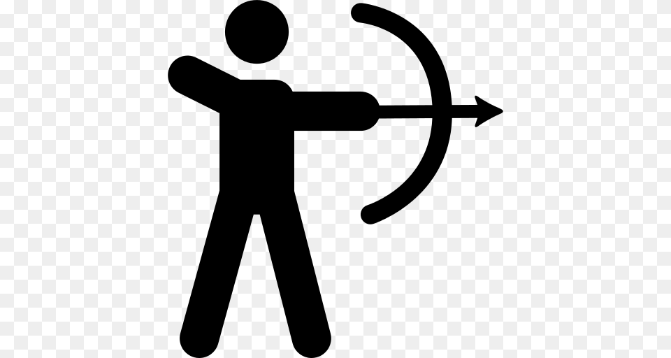 Bow And Arrow Icon, Gray Png