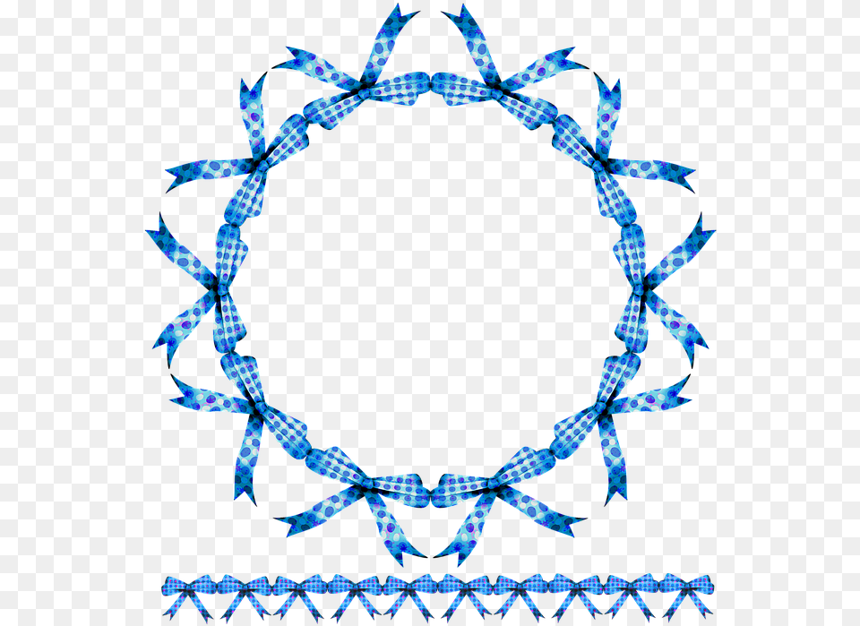Bow Ribbon Wreath Frame Blue Border Banner Bingkai Bunga Biru Vector, Accessories, Pattern Free Transparent Png