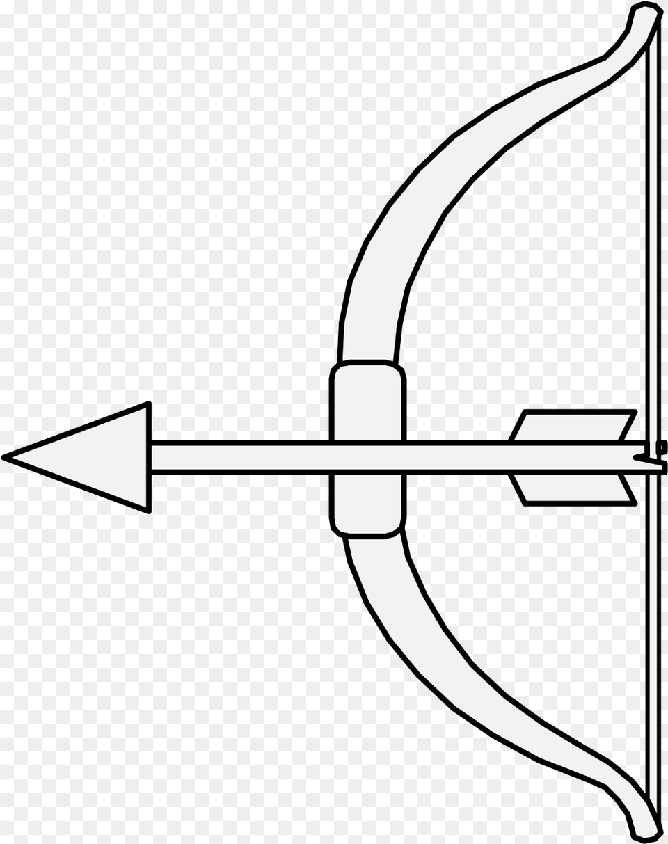 Bow With An Arrow Nocked Line Art, Weapon Free Png Download
