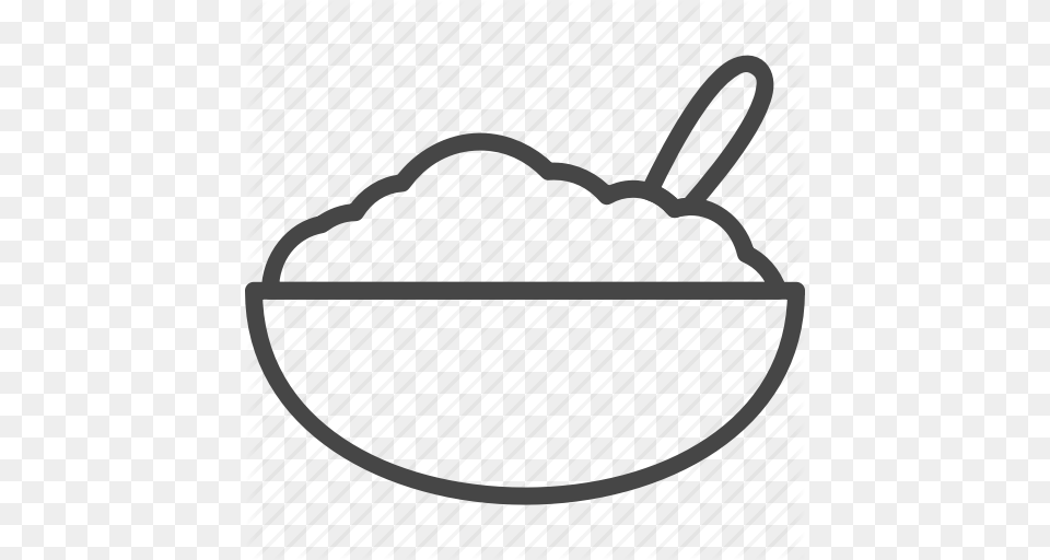 Bowl Breakfast Food Line Oatmeal Outline Icon, Bag Free Png Download