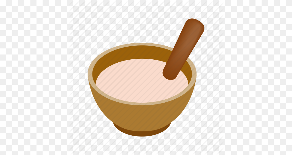 Bowl Cooking Cream Isometric Spoon Wooden Wooden Spoon Icon, Soup Bowl, Cup Png Image