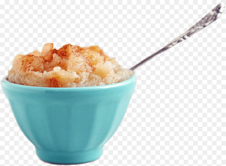 Bowl Of Applesauce Transparent Cobbler, Cutlery, Spoon, Cream, Dessert Png