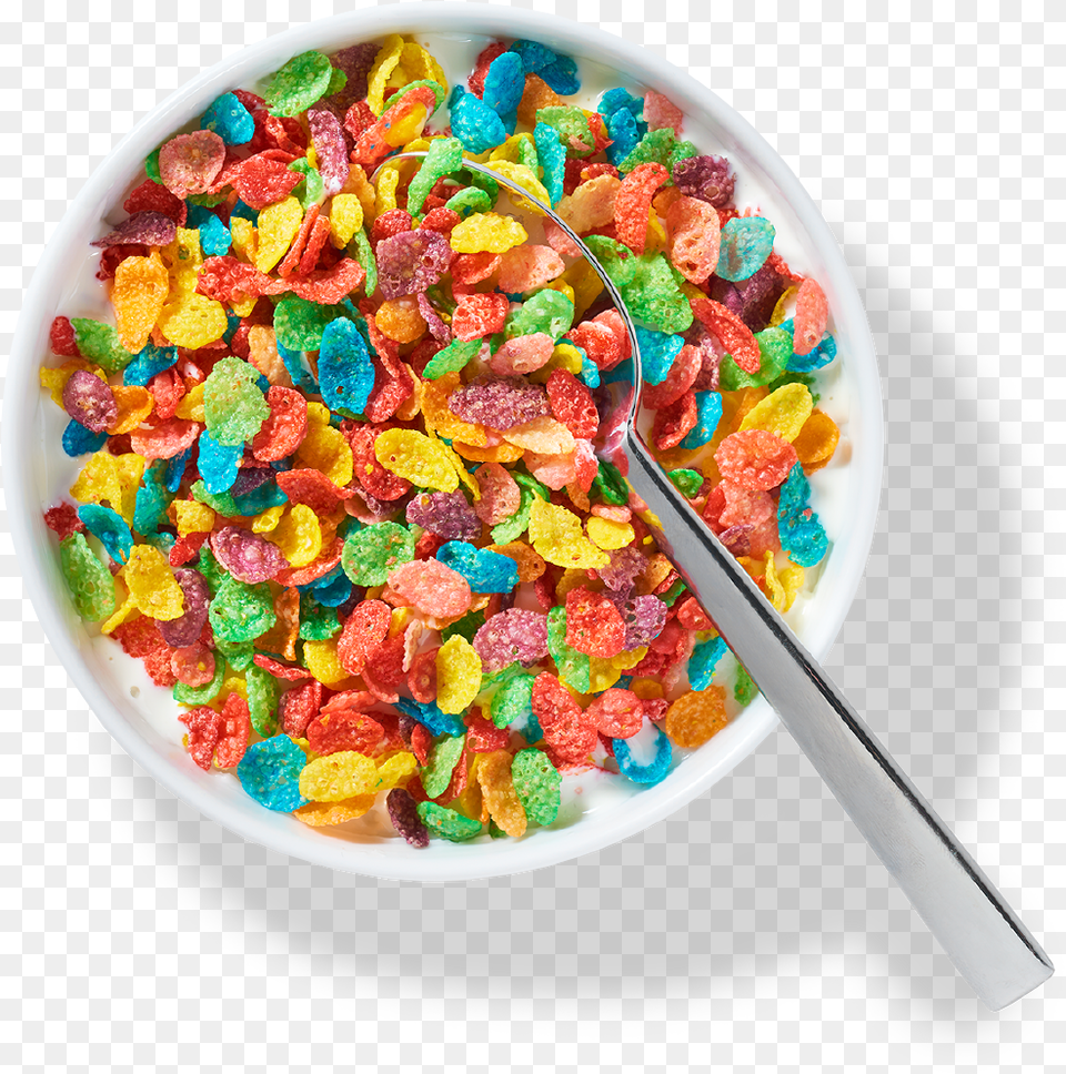Bowl Of Candy Fruity Pebbles Cereal Bowl, Cereal Bowl, Food, Cutlery, Spoon Png