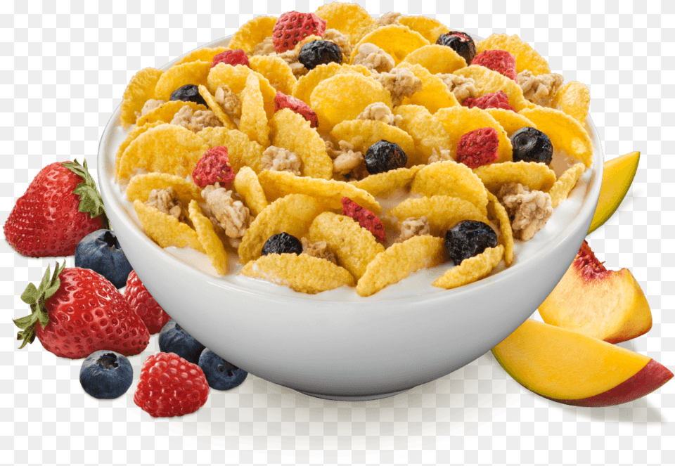 Bowl Of Flakes2x, Berry, Food, Fruit, Plant Free Png Download