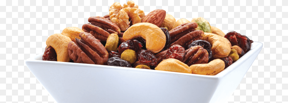 Bowl Of Mixed Nuts And Dried Fruits Mixed Nuts, Food, Hot Dog, Vegetable, Produce Png