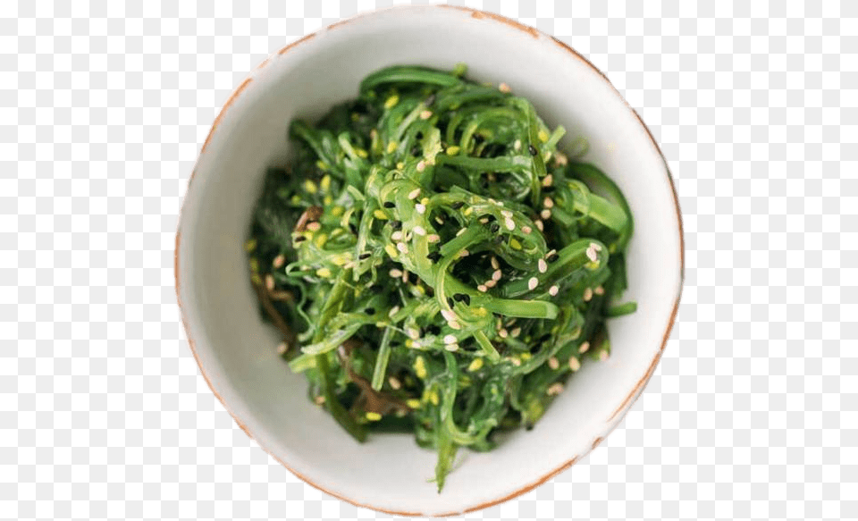 Bowl Of Seaweed With Sesame Seeds Seaweed Foods, Food, Plate, Seasoning Png