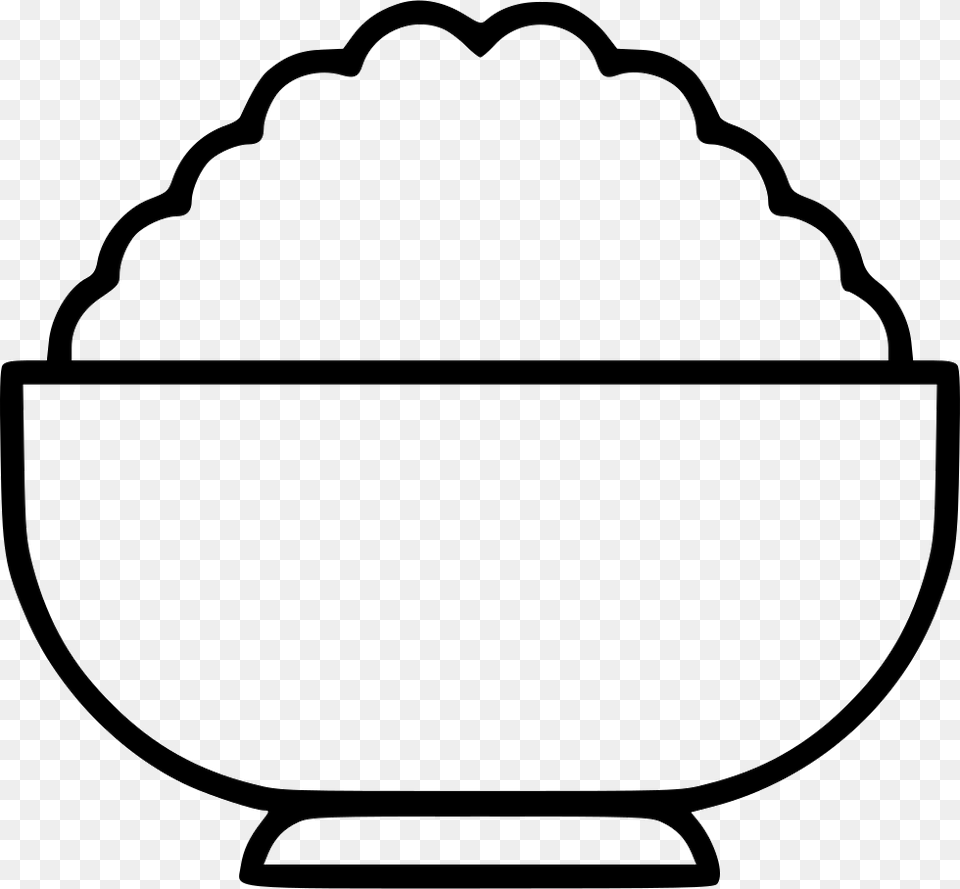 Bowl Rice Comments Rice Bowl Black And White, Cream, Dessert, Food, Ice Cream Free Png Download