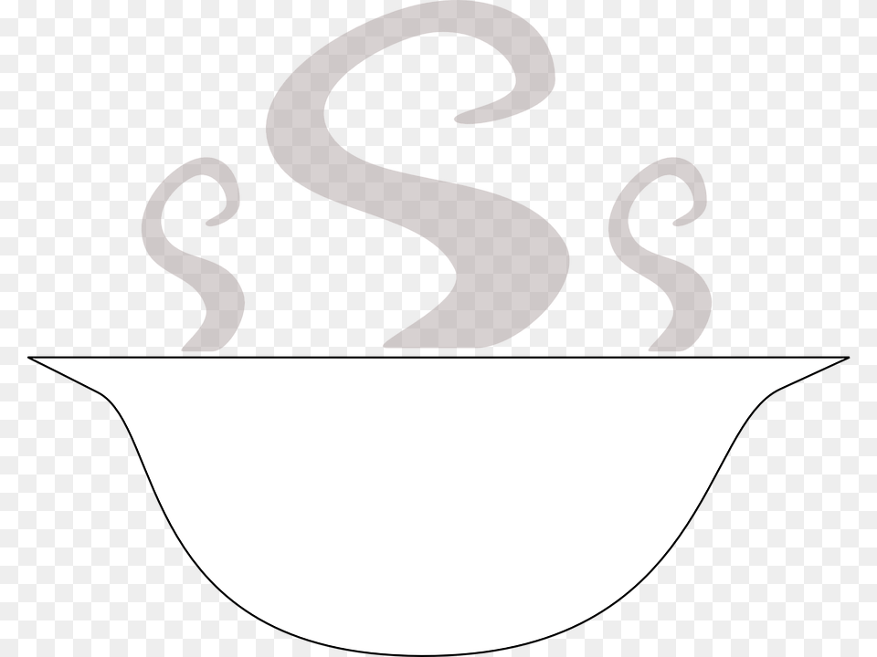 Bowl Soup Plain Hot Steam Food Cup Soup Clipart Black And White, Stencil Free Transparent Png