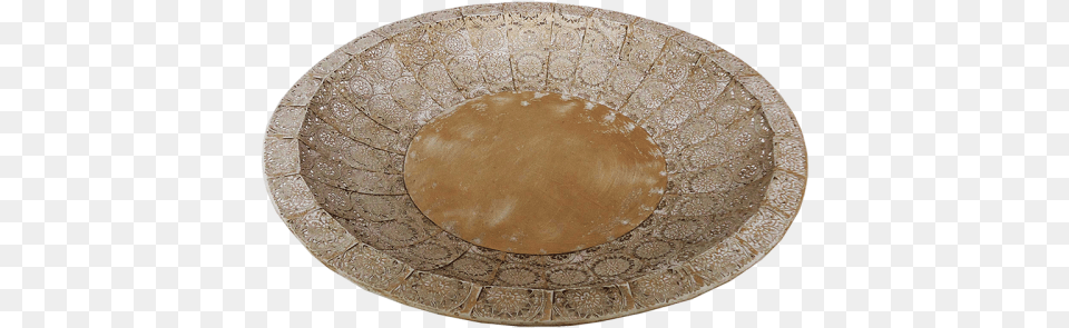 Bowl Wht Gold Discus Metal Lace 42cm Plate, Bronze Png
