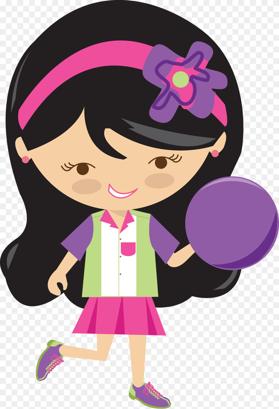 Bowling Clipart Free Girl Bowling Clipart, Purple, Baby, Person, People Png
