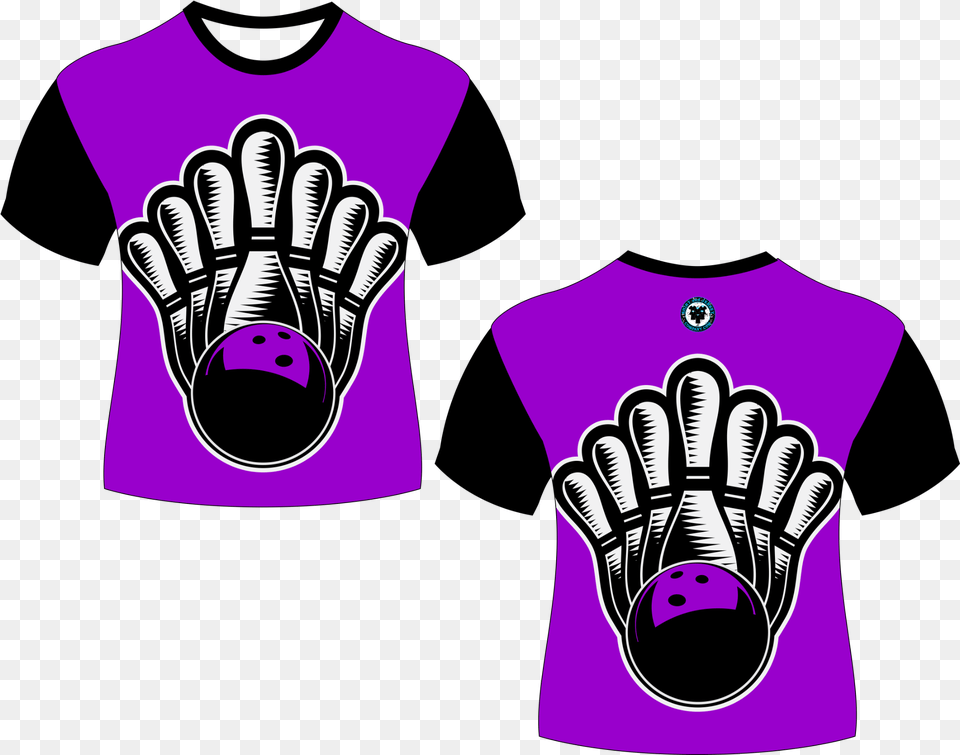 Bowling Shirt Big Pins Bowling, Clothing, Glove, Purple, T-shirt Free Png