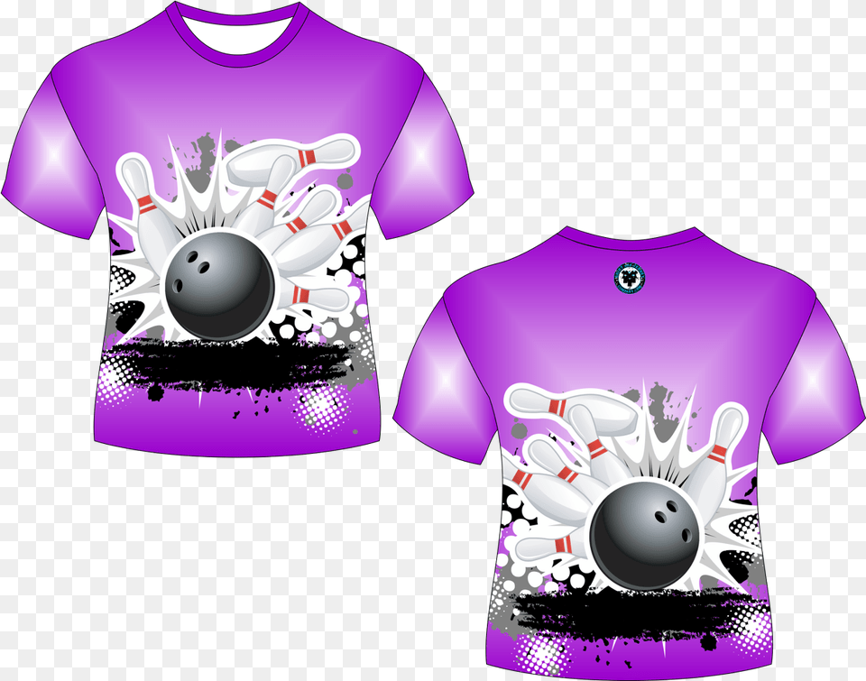 Bowling Shirt Big Strike Bowling, Clothing, T-shirt, Purple Png Image