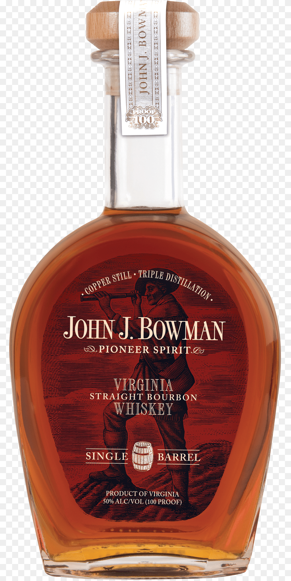 Bowman Bottle John J Bowman Single Barrel Bourbon Whiskey, Alcohol, Beverage, Liquor, Adult Png Image