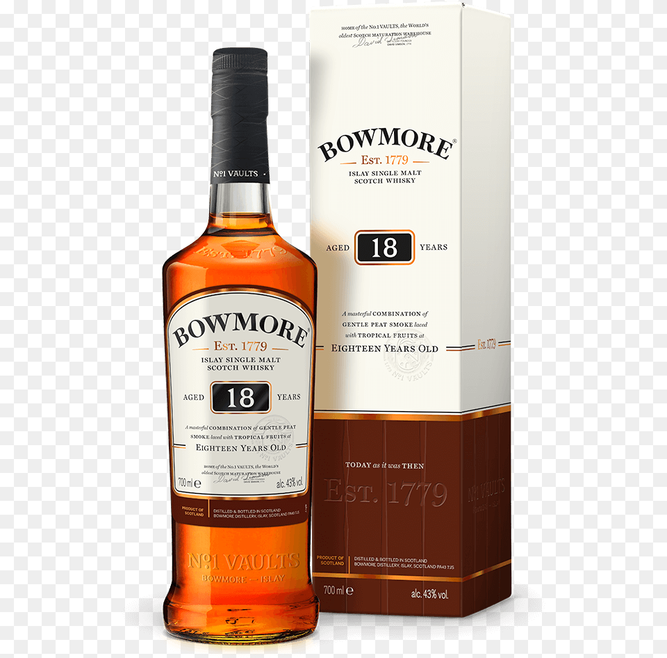 Bowmore Single Malt Scotch Whisky Bowmore 18 Year, Alcohol, Beverage, Liquor, Food Free Transparent Png