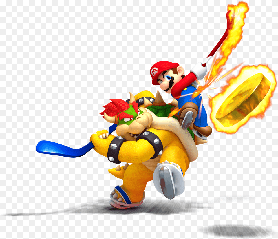 Bowser And Mario Playing Ice Hockey Mario Sports Mix, Baby, Person, Game, Super Mario Png Image