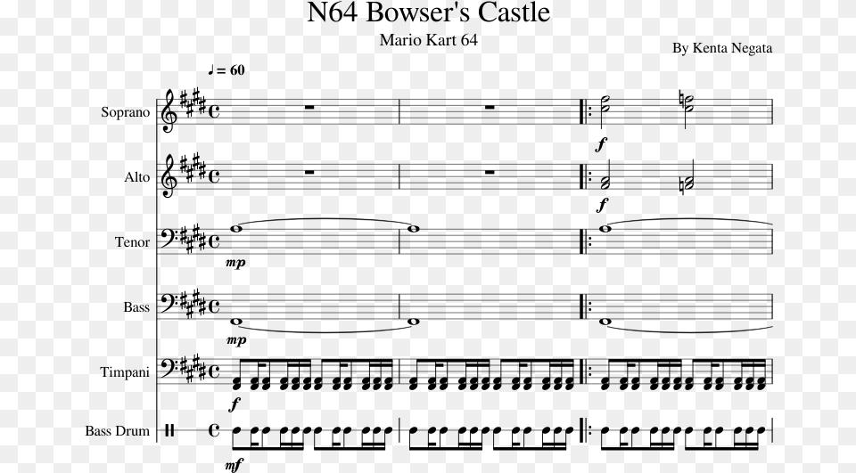 Bowser39s Castle Sheet Music For Voice Timpani, Gray Free Png