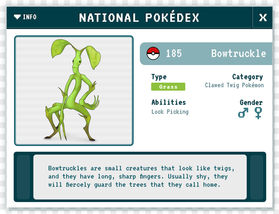 Bowtruckle Pokdex Newt Scamander Pokemon, Text, Page Png