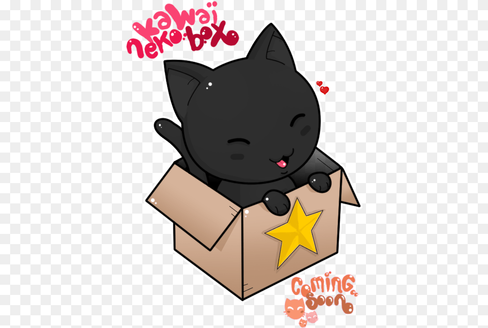 Box Cat And Kawaii Anime Cat In Box, Baby, Person, Cardboard, Carton Png Image