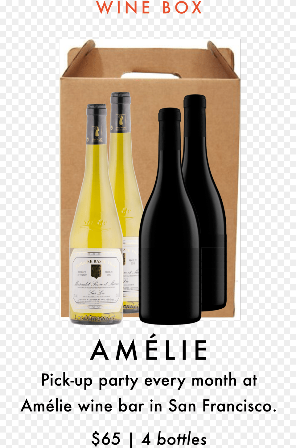 Box Home La Cave X Amelie Wine Club Wine Bottle, Alcohol, Beverage, Liquor, Wine Bottle Png Image