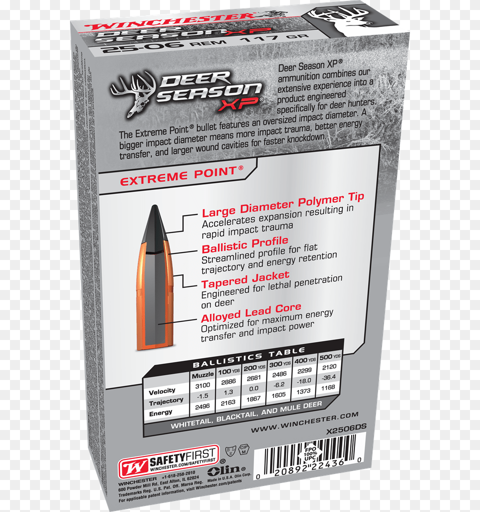Box Image Winchester 65 Creedmoor Deer Season Xp Ballistics, Ammunition, Weapon, Bullet Free Transparent Png