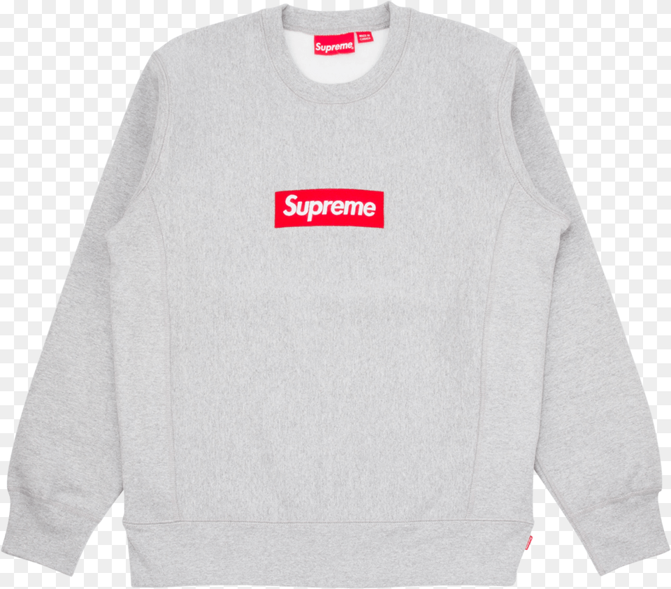Box Logo Crewneck Supreme Sweater, Sweatshirt, Clothing, Knitwear, Long Sleeve Free Transparent Png