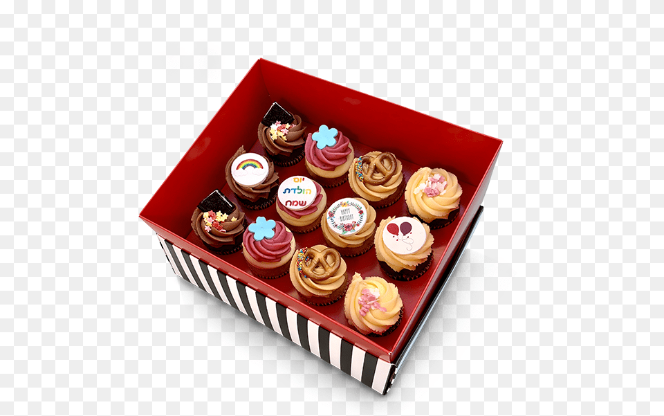 Box Of 12 Medium Birthday Cupcakes Cupcakes In Box 30, Cake, Cream, Cupcake, Dessert Png Image