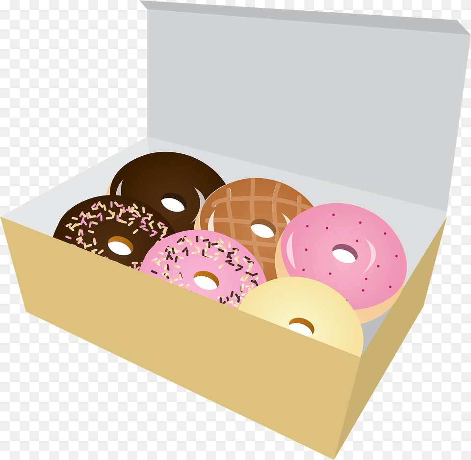 Box Of Doughnuts Clipart, Food, Sweets, Donut, Disk Png Image