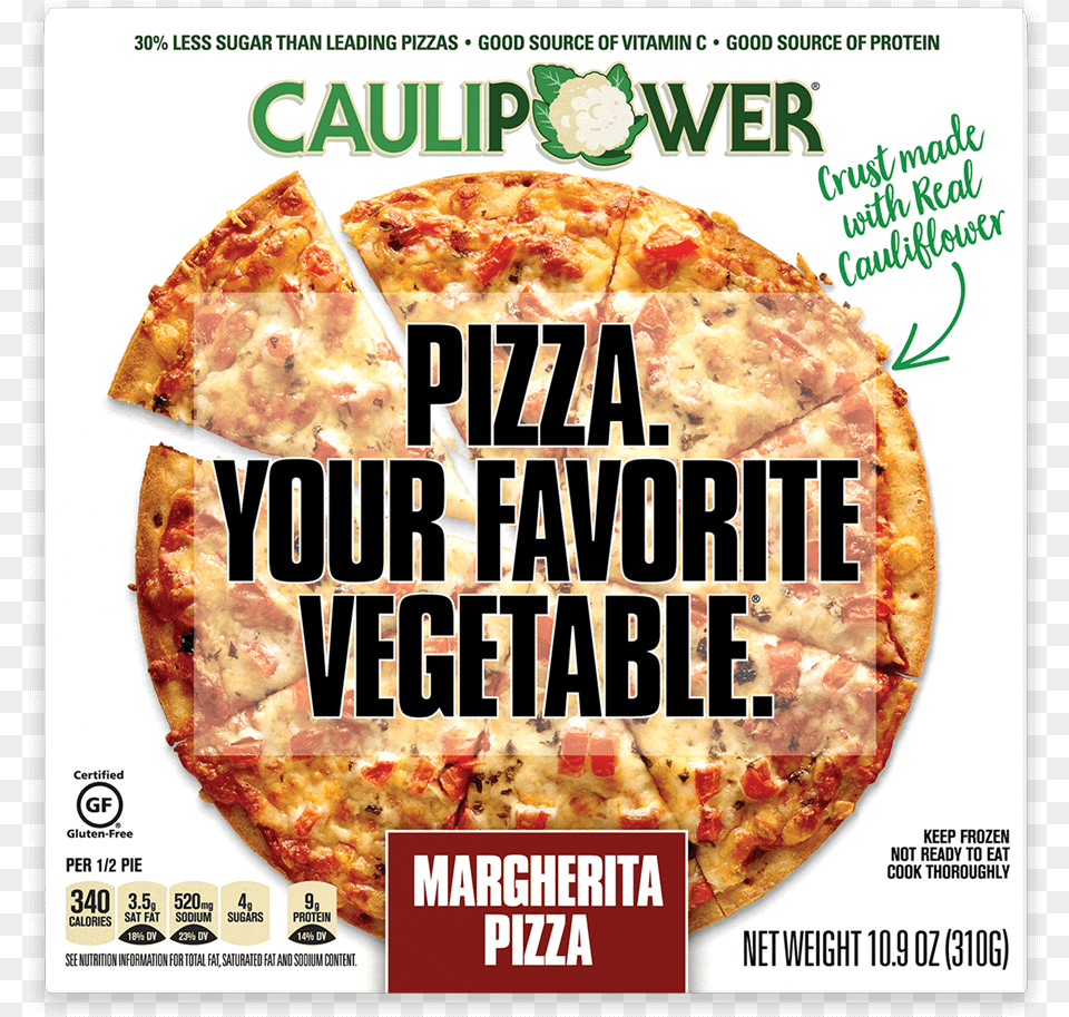 Box Of Frozen Caulipower Margherita Pizza Made With Caulipower Pizza, Advertisement, Food, Poster Png Image