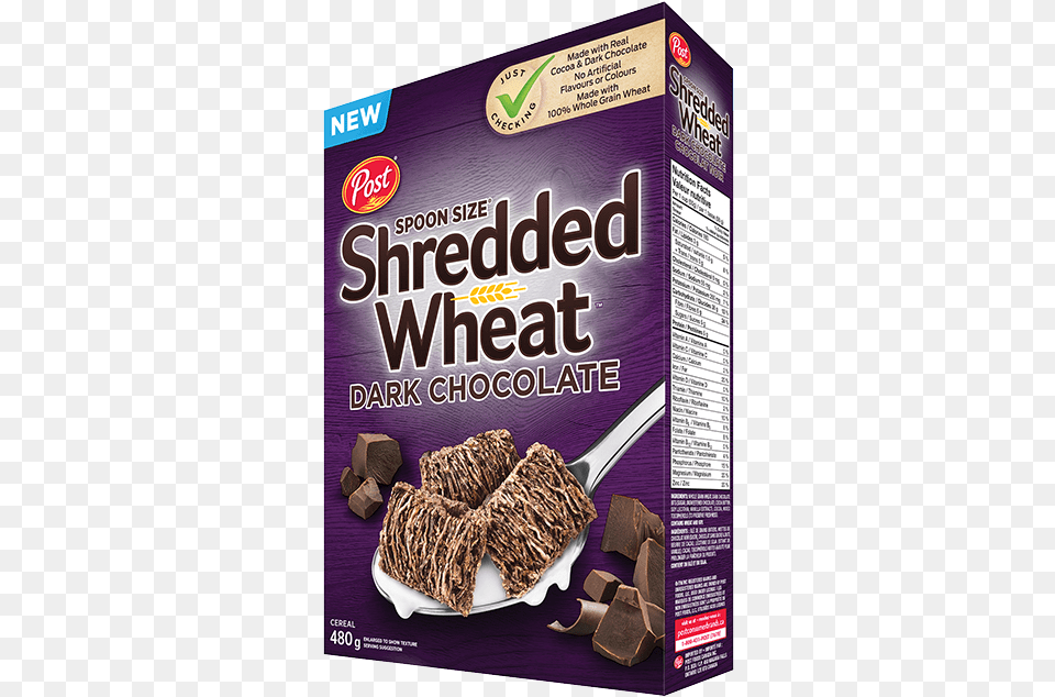 Box Of Spoon Sized Shredded Wheat Dark Chocolate Chocolate Shredded Wheat Cereal, Cocoa, Dessert, Food, Sweets Png Image