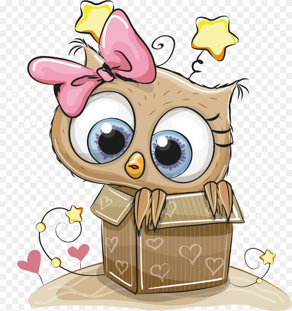 Box Owl Coloring Gift Book Child Drawing Clipart Cute Owl Happy Birthday Owl Free Png Download