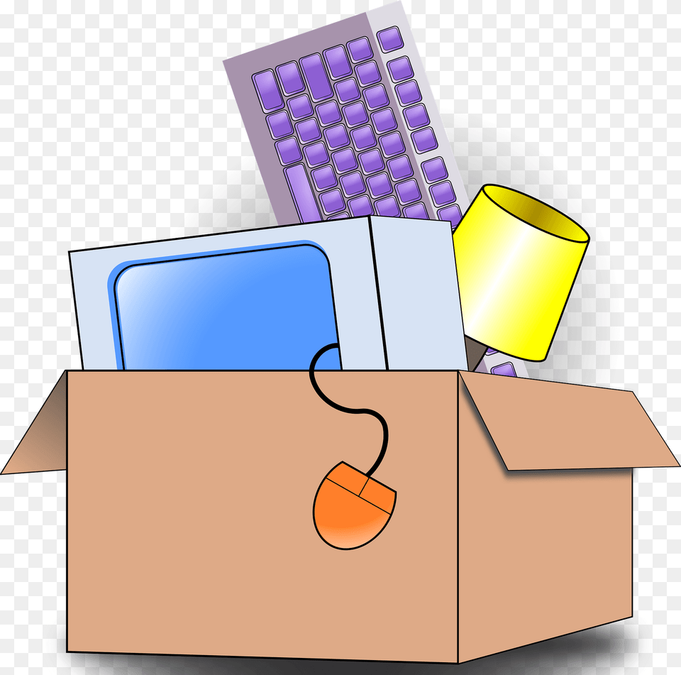 Box Packed With Belongings Clipart, Computer, Computer Hardware, Computer Keyboard, Electronics Free Transparent Png