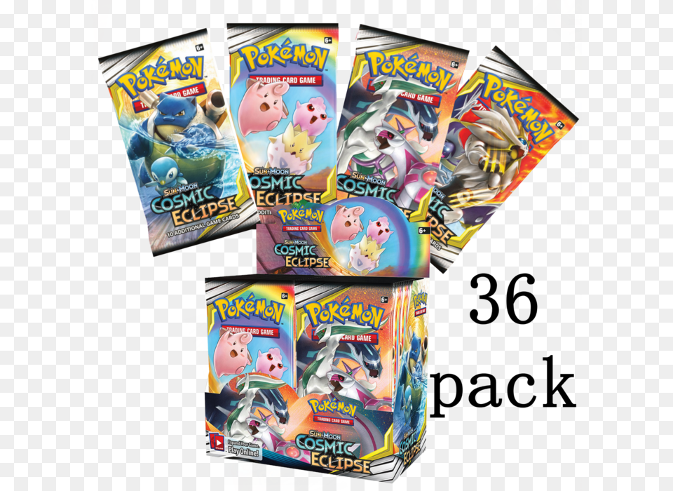 Box Packs Pokemon Tcg Sun And Moon Cosmic Eclipse Booster Box, Book, Comics, Publication, Advertisement Png