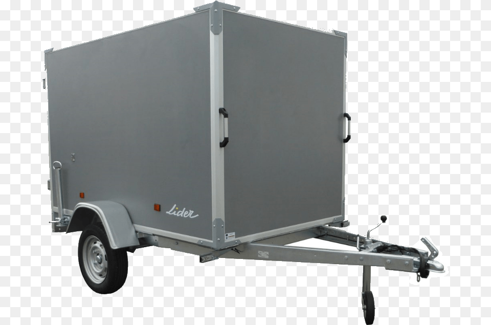 Box Van Trailer Grey Box Trailer, Machine, Wheel, Transportation, Vehicle Free Png Download