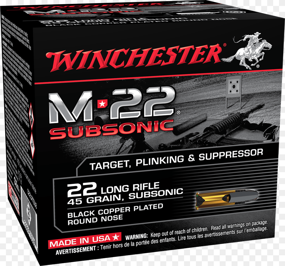 Box Winchester Subsonic 22lr, Firearm, Weapon, Adapter, Electronics Free Png