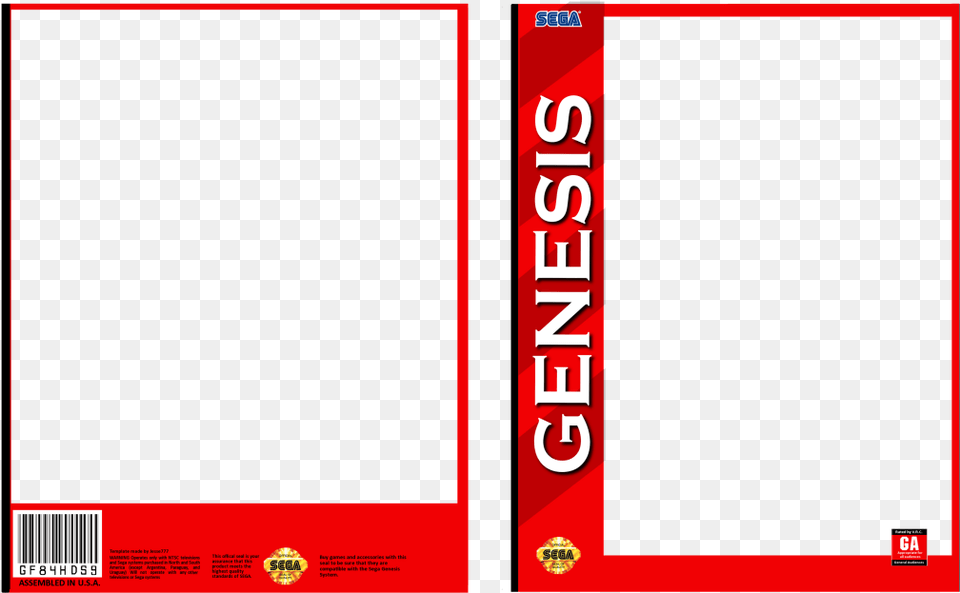 Boxart Segagenesis Sega Genesis Game Box Template, Computer Hardware, Electronics, Hardware, Screen Free Png