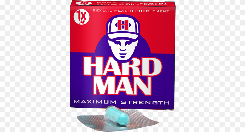 Boxed Hard Man X 1 Capsule Poster, Face, Head, Person, Medication Png Image