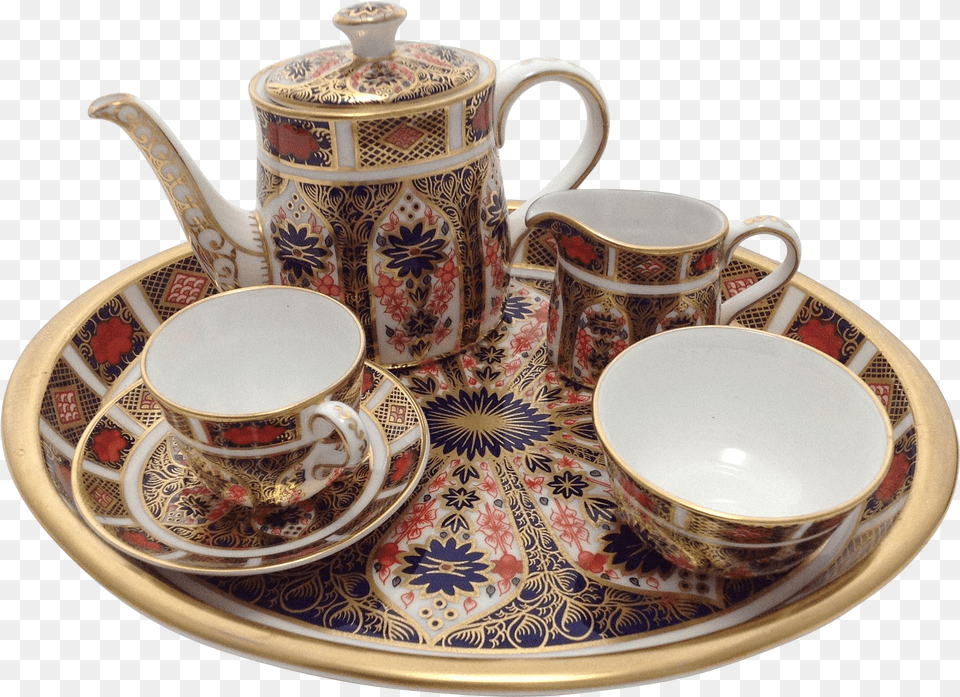 Boxed Royal Crown Derby Old Imari Miniature Tea Set Royal Crown Derby China Tea Set, Art, Cup, Porcelain, Pottery Png
