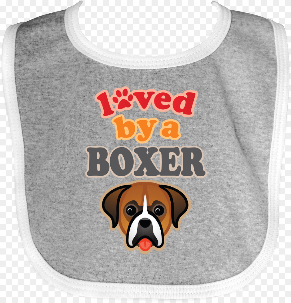 Boxer Dog Lover Pet Owner Baby Bib Heather And White Boxer, Animal, Canine, Mammal Png Image