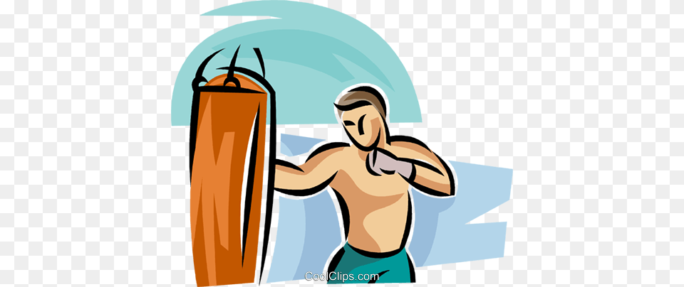 Boxer Hitting Heavy Bag Royalty Vector Clip Art Illustration, Baby, Person, Face, Head Free Png