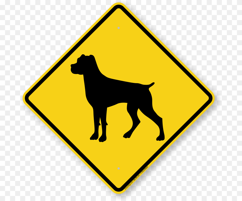 Boxer V Beware Of The Dog Symbol, Sign, Road Sign, Animal, Canine Free Transparent Png